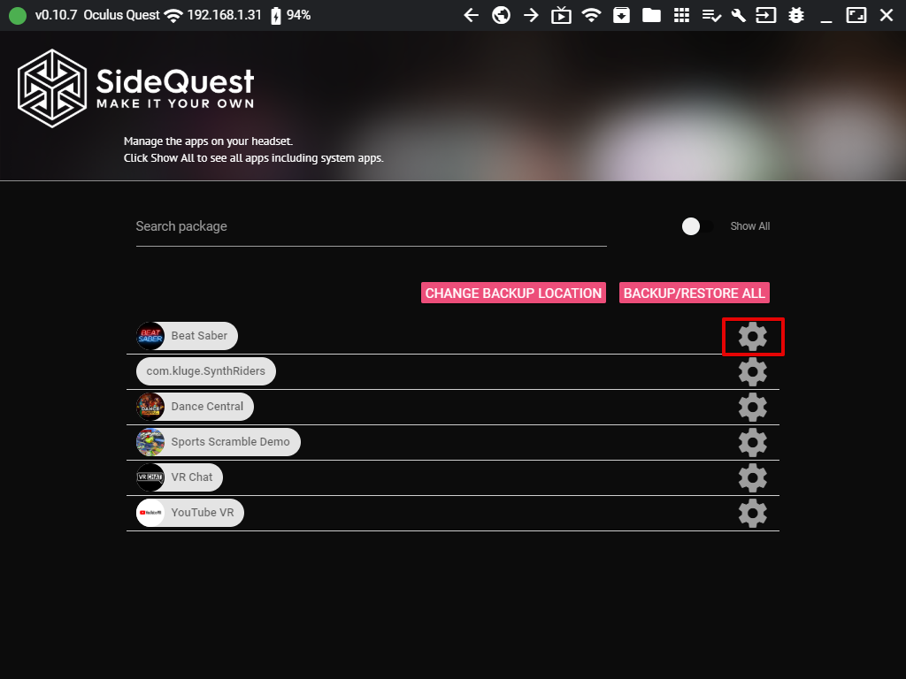 SideQuest画面３